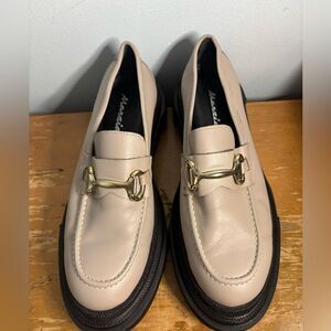 MARINA Beige Loafers with Gold Detail